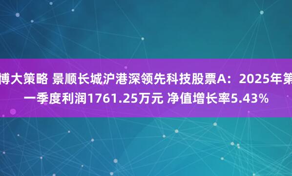 博大策略 景顺长城沪港深领先科技股票A：2025年第一季度利润1761.25万元 净值增长率5.43%