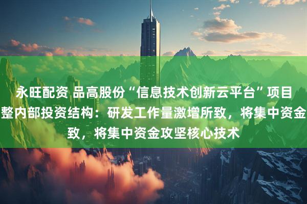 永旺配资 品高股份“信息技术创新云平台”项目延期,同步调整内部投资结构:研发工作量激增所致,将集中资金攻坚核心技术