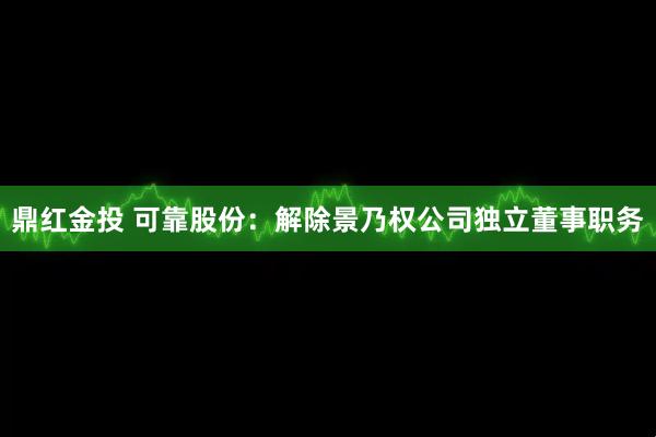 鼎红金投 可靠股份：解除景乃权公司独立董事职务